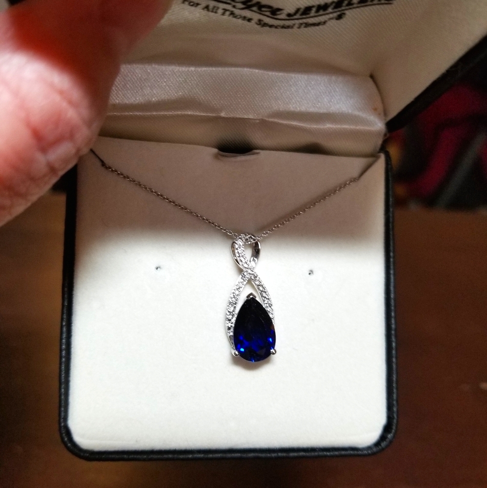 Sapphire and sterling silver necklace